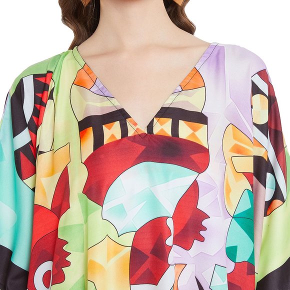 Lady Tribal Printed Plus Size Kaftan Dress for Women Maxi Kimono by Gypsie Blu - Picture 7 of 10